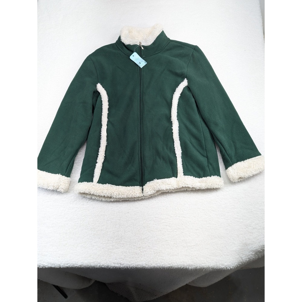 NWT Great Northwest Women's Pine Green Sruffy Lines Fleece Sweater XL